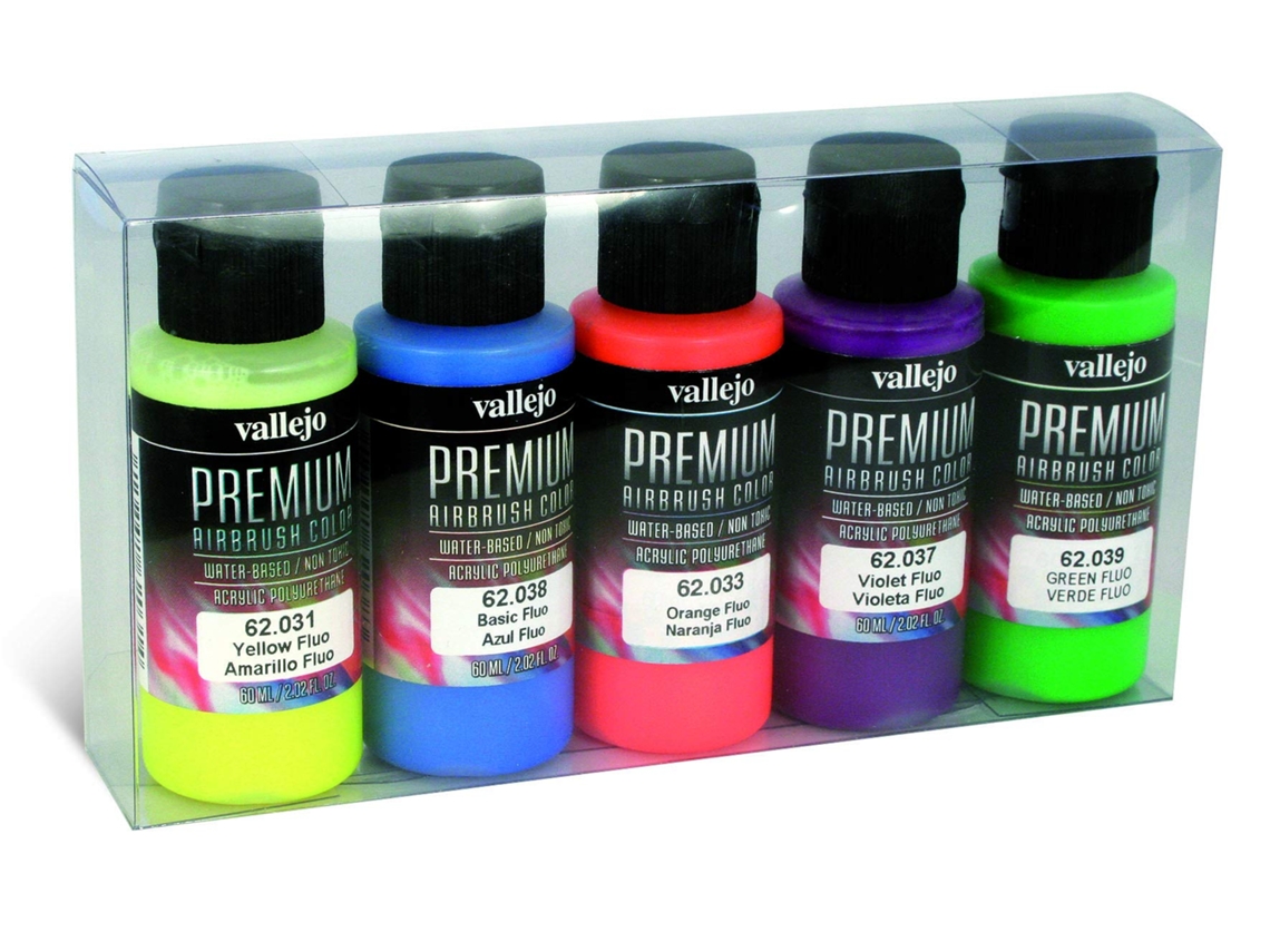 Conjunto De Cores Fluorescentes Premium Vallejo, 5 X 60 Ml