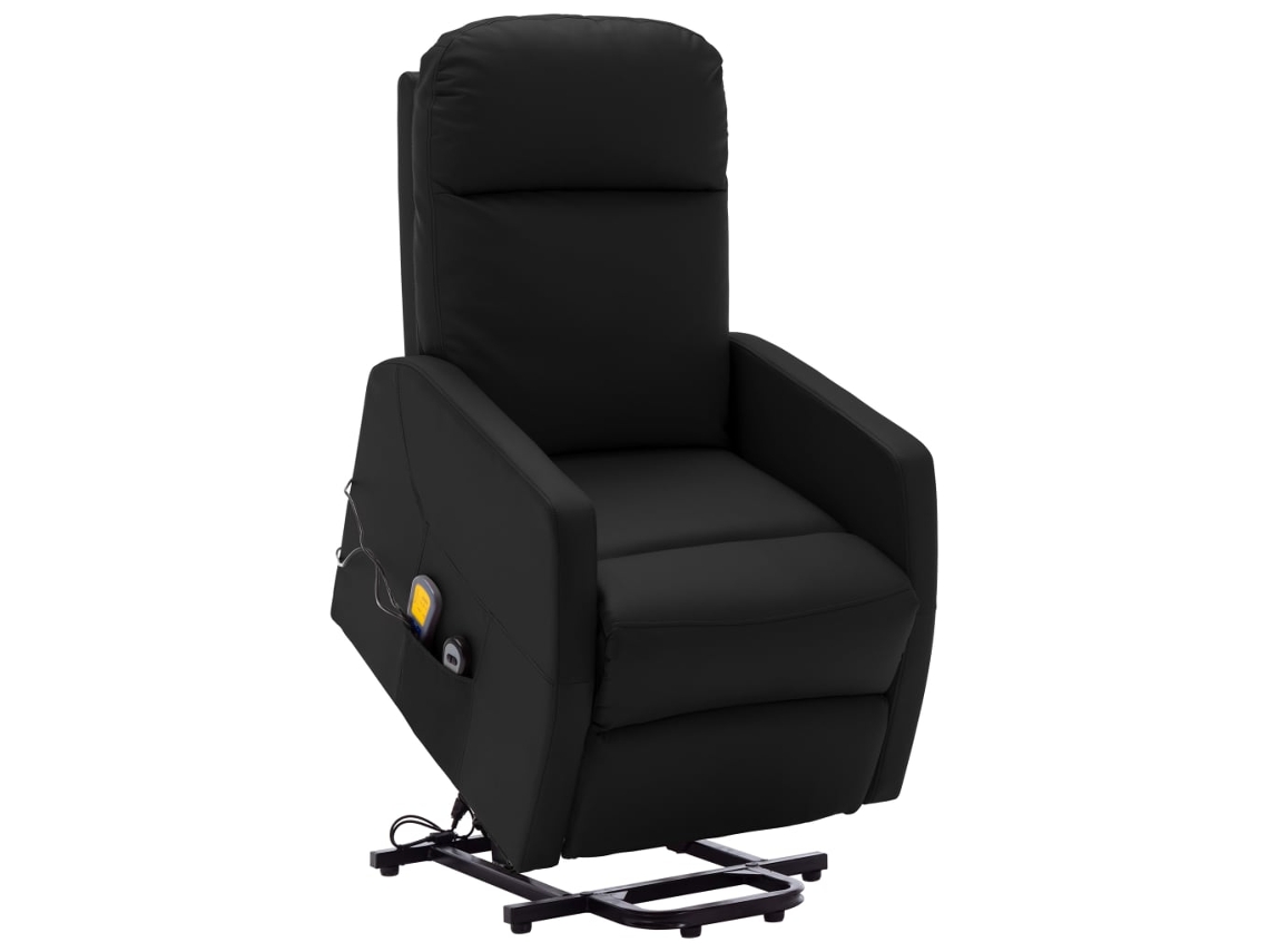 Vidaxl Poltrona Massagens Elevatória Couro Artificial Preto