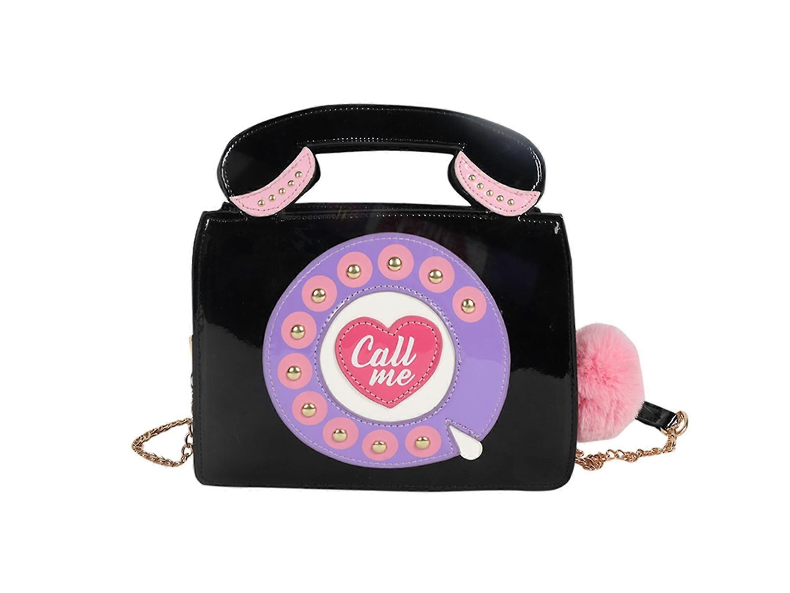Bolsa Feminina Em Formato De Telefone E Carteiras Retrô Com Alça Superior Para Celular, Preta