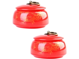 Conjunto De 2 Potes Cerâmica Vermelha Para Armazenar Chá E Frutas Secas, Com Tampas Herméticas E Design Ecológico Para