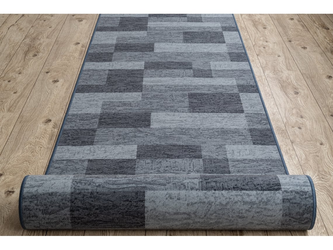 Passadeira Antiderrapante DYWANY LUSZCZOW (80 x 480 cm - Poliamida - Cinzento)