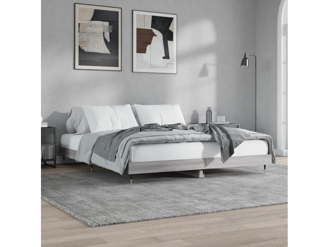 Vidaxl Estrutura De Cama 120x200 Cm Derivados De Madeira Cinza Sonoma
