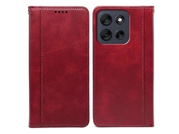Capa Tkdaddy Para Motorola Moto G56 5g Com Fecho Magnético Oculto E Textura De Bezerro, Capa De Celular Vermelha