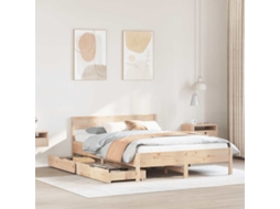 Vidaxl Cama Sem Colchão 135x190 Cm Madeira De Pinho Maciça