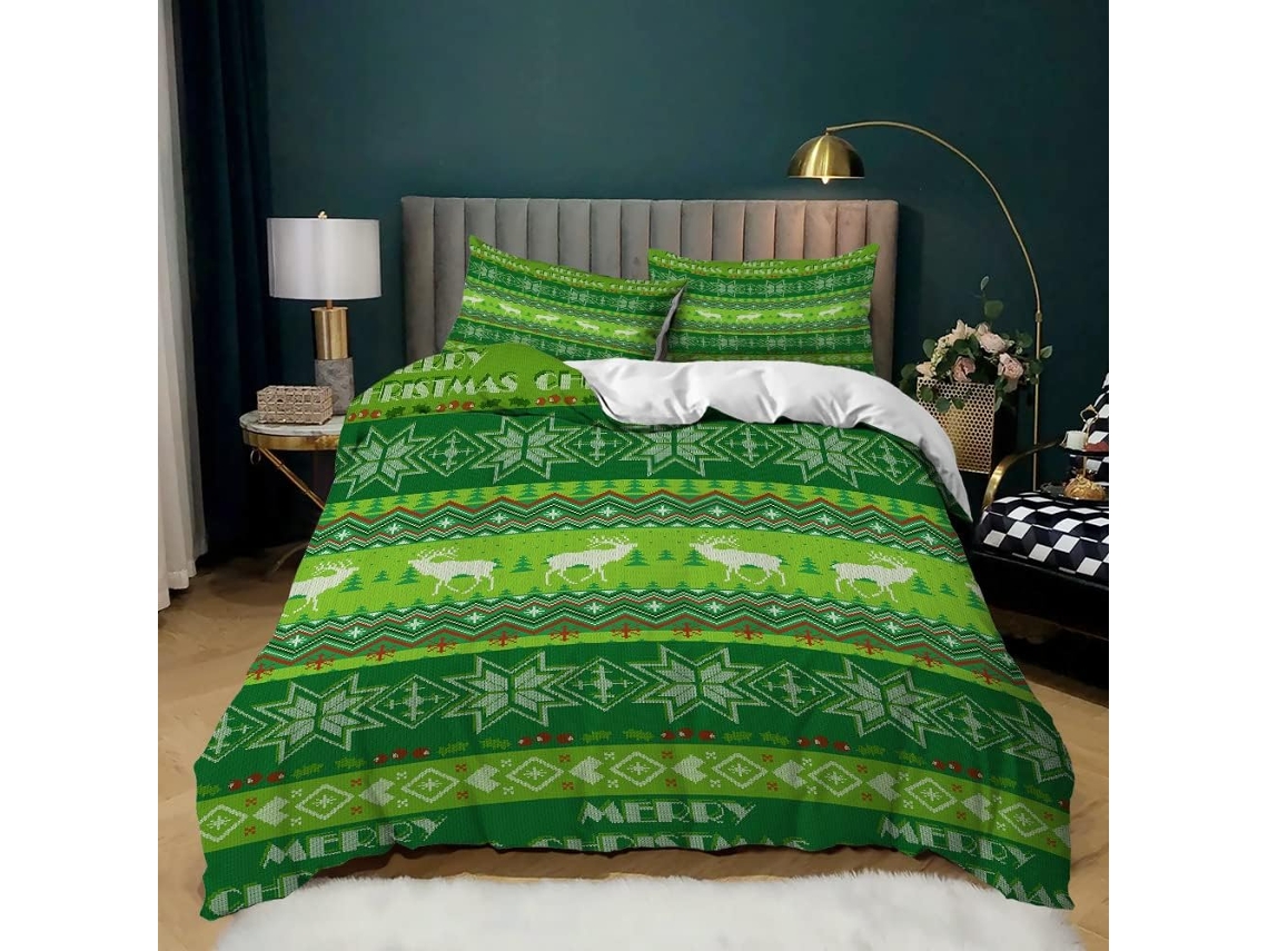 Capa de Edredom com Estampa Natalina em Microfibra Fronha 220x260 Cm (LxA)