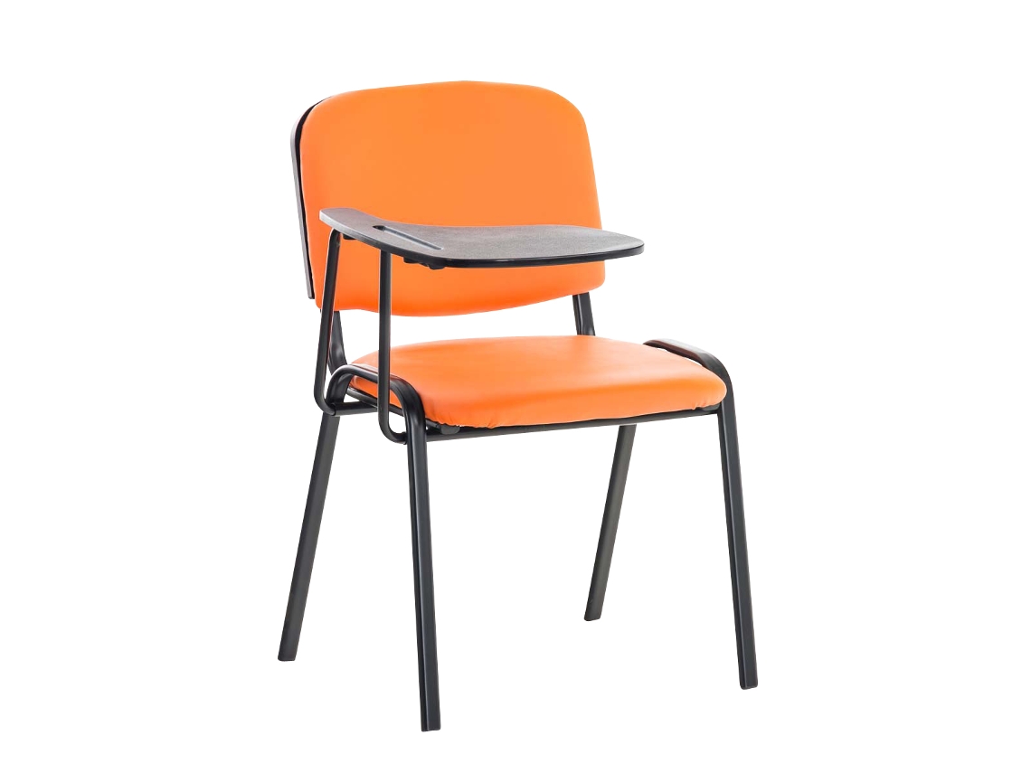 Cadeira Ken com mesa rebatível em imitação de pele laranja CLP