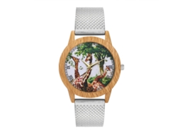 Relógio de quartzo casual unissex com pulseira de silicone prateada