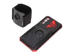 Aetheria capa de Celular para Galaxy S22 Plus com Rotação 360°, Suporte Armazenável e Pulseira Vermelha