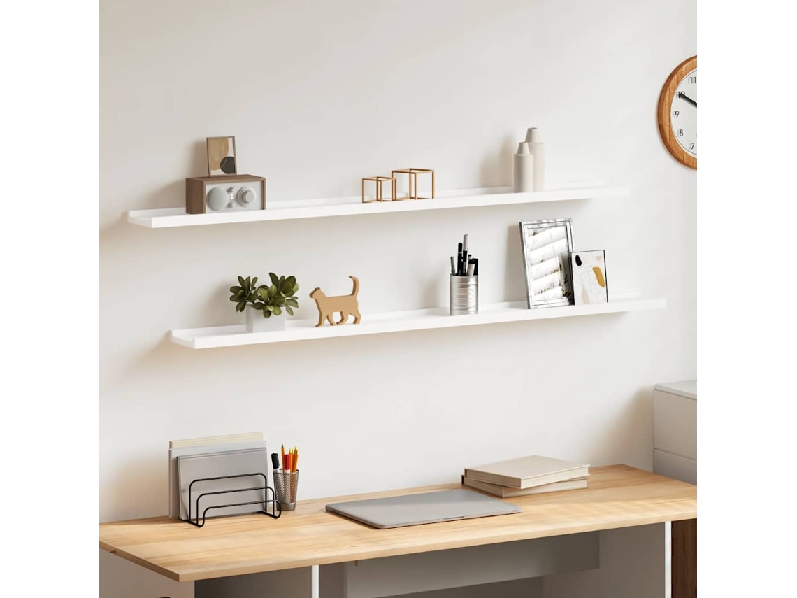 Vidaxl Prateleiras De Parede 2 Pcs 115x9x3 Cm Branco