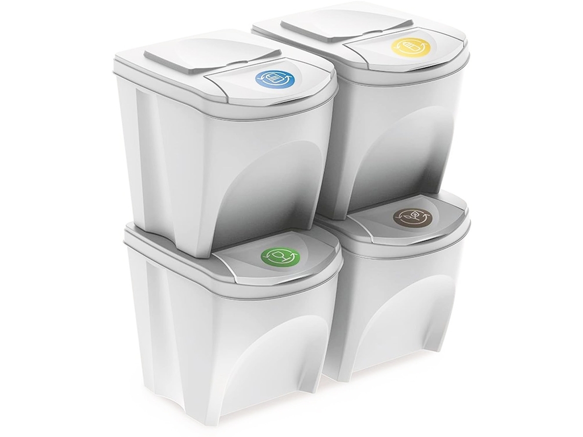 Conjunto de Caixotes Do Lixo KEDEN Sortibox Branco Sujo 4X25L