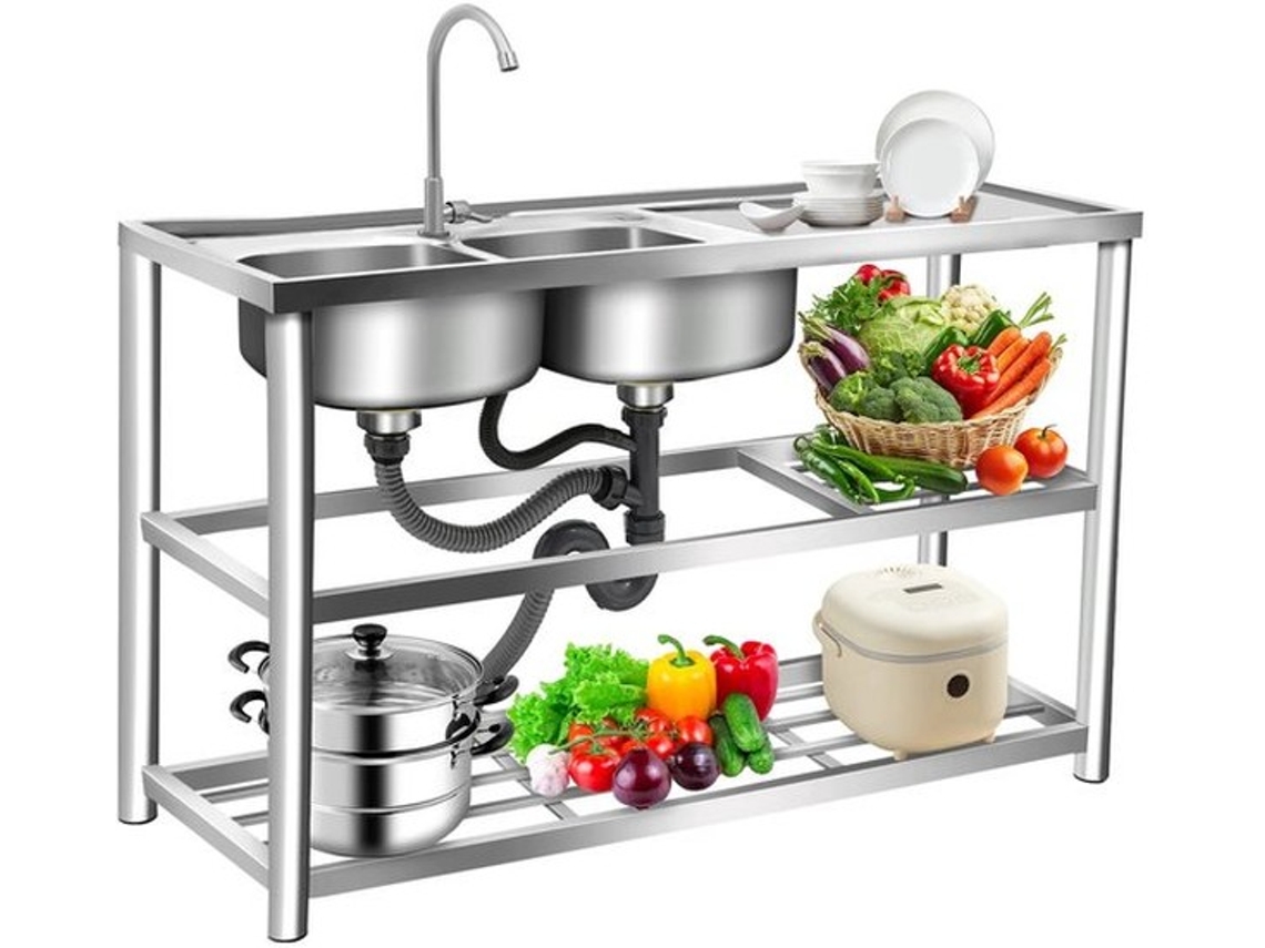 Escolha Diária - 3-em-1 Pia Multifuncional, Kit De Pias Para Restaurante Com Chafariz Giratório 360°