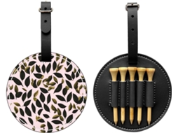 Bolsa Preta para Tees de Golfe com Estampa de Folhas, Fácil de Transportar e Eficiente | S/MARCA