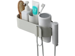 Suporte para Secador de Cabelo Cinza Multifuncional Banheiro, Vaso Sanitário, Cabide Cabelo, P Rateleira GOKOCO
