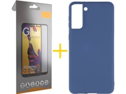 Capa e Película de Vidro Full Samsung S21 SKYHE Silicone Líquido Azul