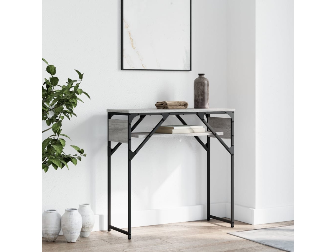 Vidaxl Mesa Consola C/ Prateleira Derivados De Madeira Cinzento Sonoma