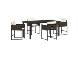 Conjunto 5 De Jantar De Vidaxl Com Almofadas Marrom Rattan Pe
