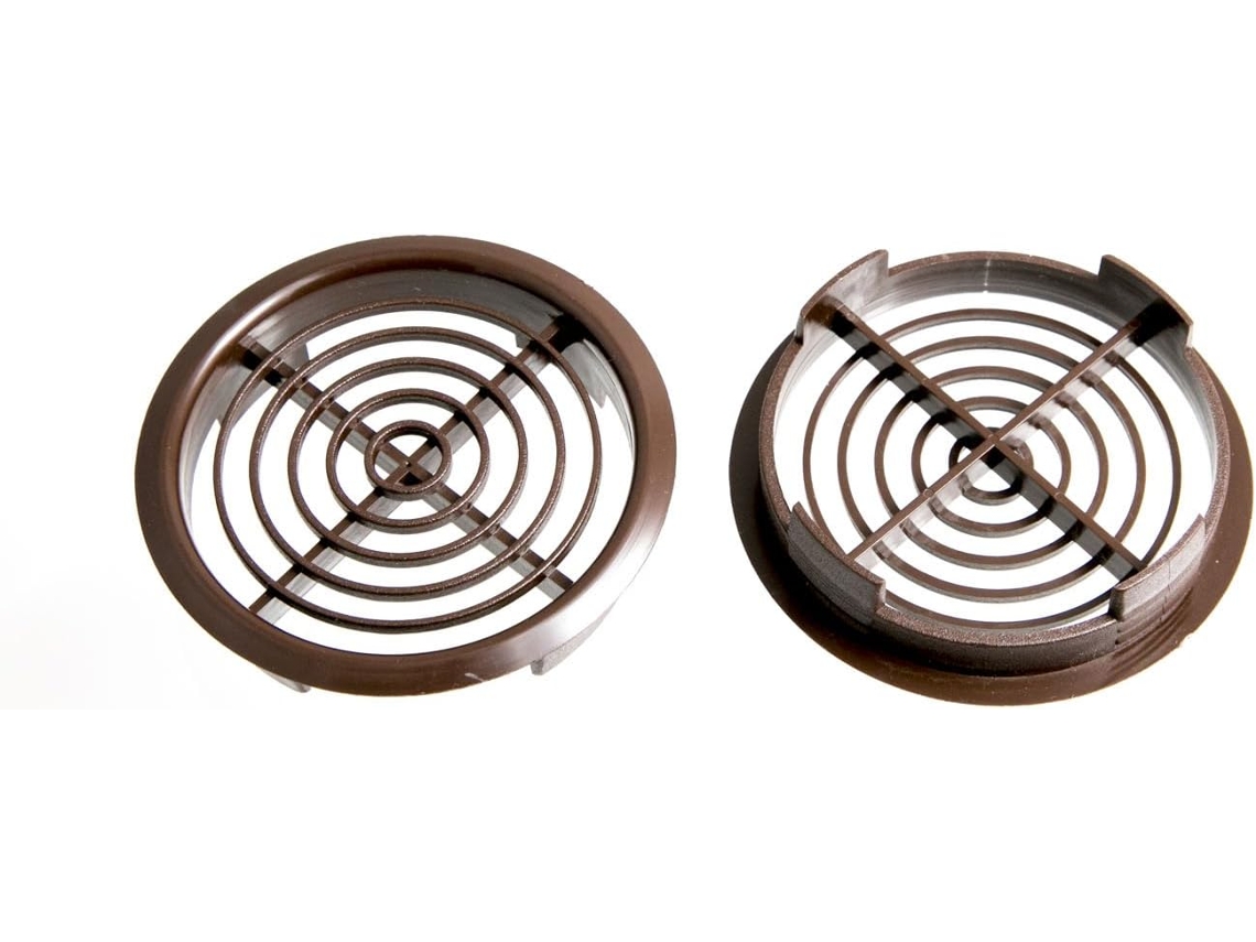 Pacote Com 24 Grelhas De Ventilação Redondas Marrons Para Furos De 70 Mm De Diâmetro.