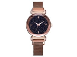 Relógio de Pulso Feminino de Quartzo com Pulseira de Liga Ajustável e Fecho Magnético Marrom