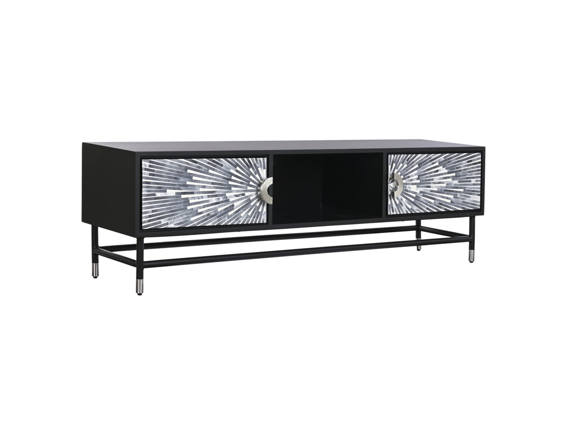 Móvel para Tv, Resina Cor Osso com Detalhes em Preto, 170x40x50cm ALEXANDRA HOUSE LIVING