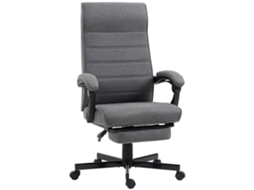 Cadeira De Escritório Giratória Reclinável Com Altura Ajustável E Apoio Para Os Pés Retrátil 68x67x106-114 Cm Cinza