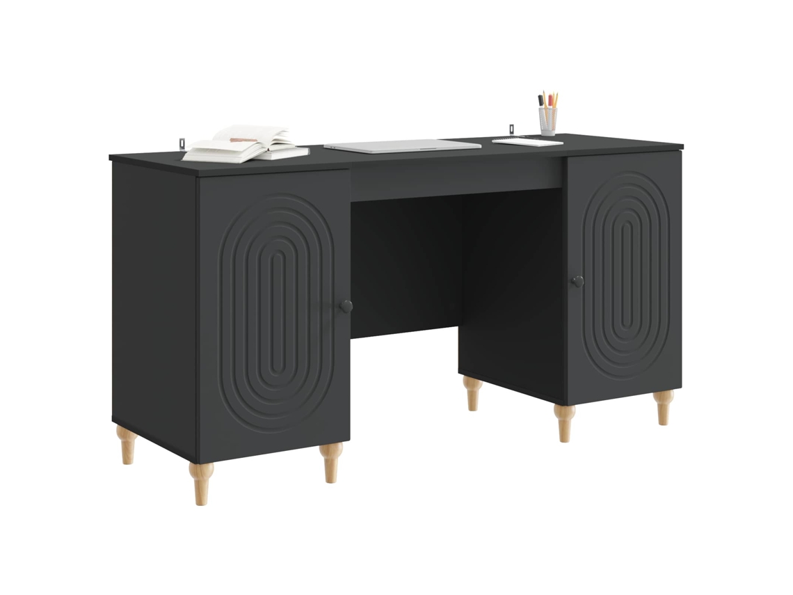 Maison Exclusive - Mesa Com Porta Preto 142,5 X 50 X 75 Cm Derivados De Madeira