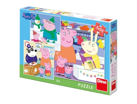 Puzzle 3X55 Pcs Peppa Pig Tarde Feliz Dino