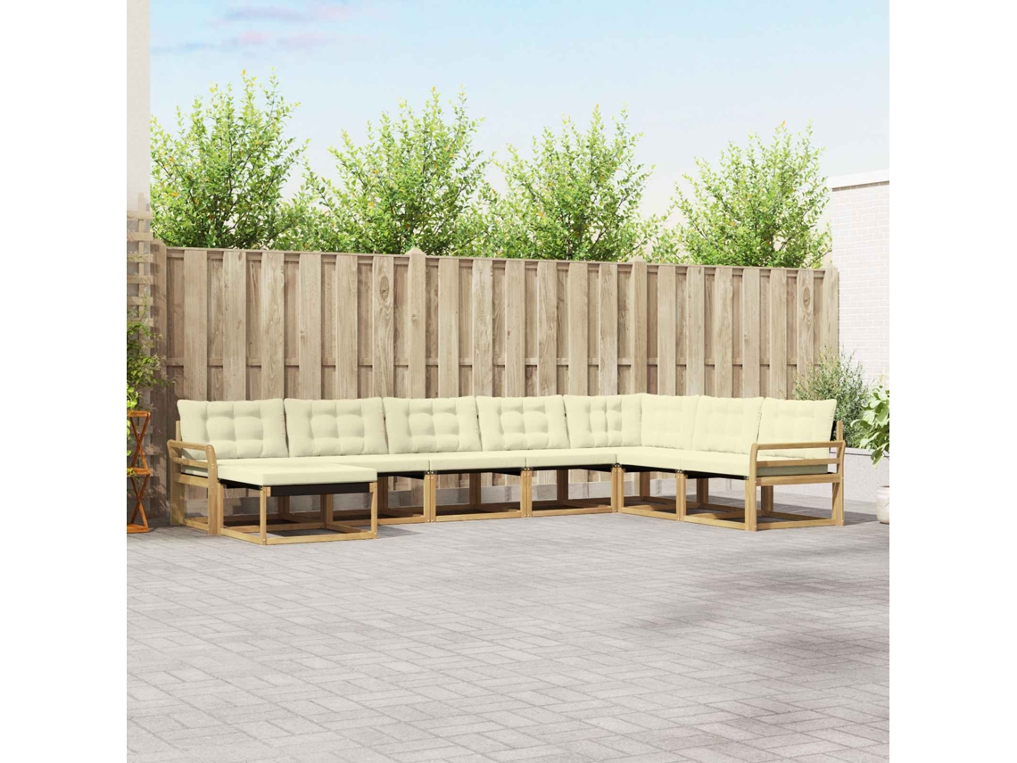 Vidaxl Conjunto De Sofás Para Exterior 8 Unid. Branco E Creme
