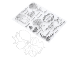 Sello Transparente Diy para Manufaturas com Design de Flor e Garrafa de Desejos Decorativa