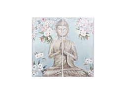 Conjunto de 2 Telas Pintadas À Mão com Representações de Buda, Medindo 140x3x140cm. ALEXANDRA HOUSE LIVING