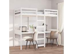 Vidaxl Cama Alta Sem Colchão 80x200 Cm Pinho Maciço Branco