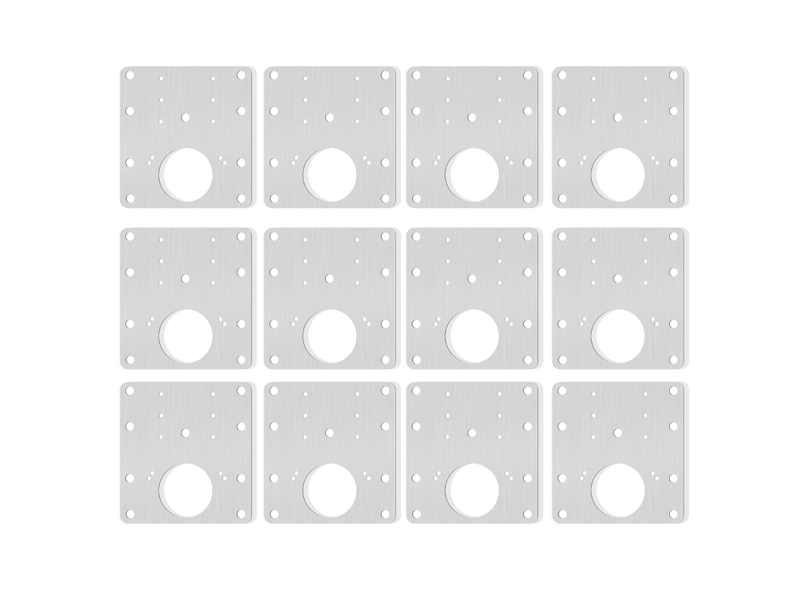 Conjunto de 12 peças de placas perfuradas para reparo de dobradiças de armários, móveis de madeira e suportes de reforço para prateleiras.