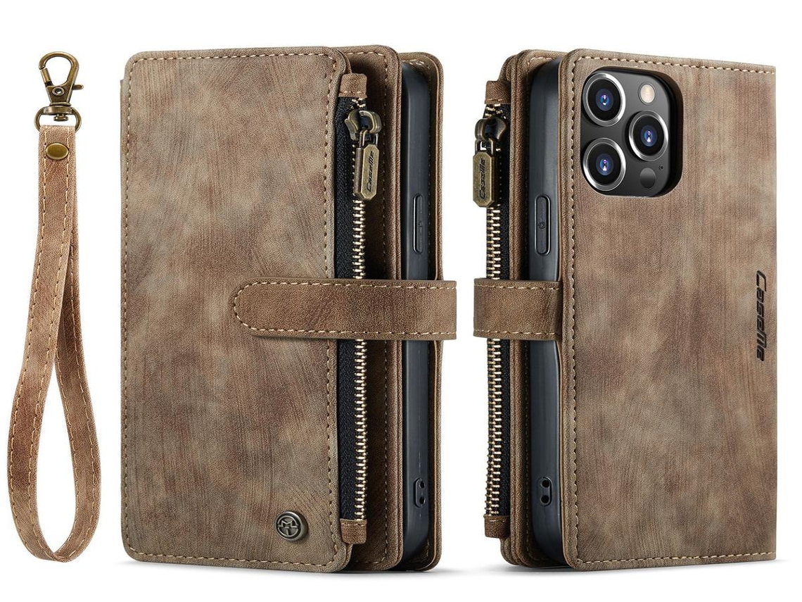 Lurelia Estojo Flip Samsung Galaxy S24 Fe 3-em-1 Cordão Suporte Porta-cartões Couro Pu Tpu Castanho Slim