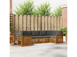 Vidaxl Conjunto De Sofás Para Exterior 7 Unid. Natural E Antracite