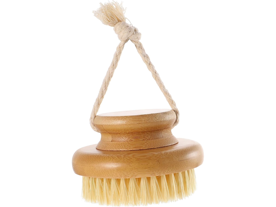 Escova De Banho Redonda Bambu E Sisal Para Esfoliação Profunda Da Pele Limpeza Corporal
