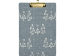 Prancheta de Madeira Transparente com Desenho Árvore Natal 31,8 X 22,9 0,3 Cm Durável Resistente