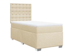 Cama com Molas/colchão 100x200 Cm Tecido Cor Creme MAISON EXCLUSIVE