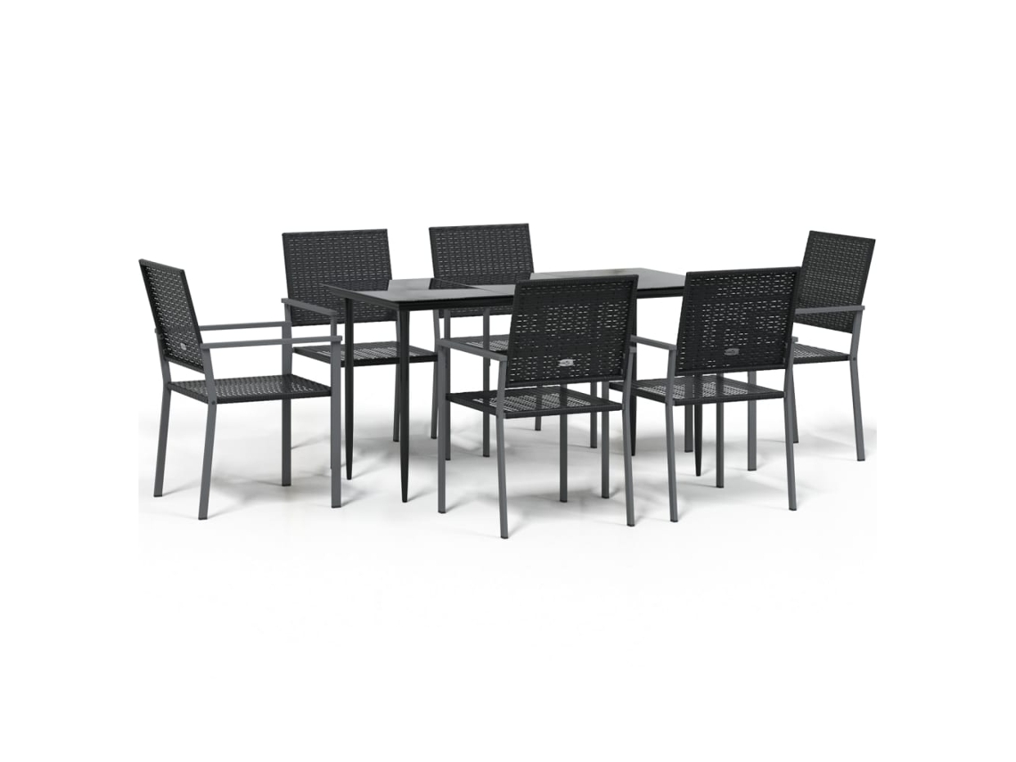 Garden Dining Set, Garden Dining Sets Vidaxl Preto Rattan / Vime (140 Cm Table Length)