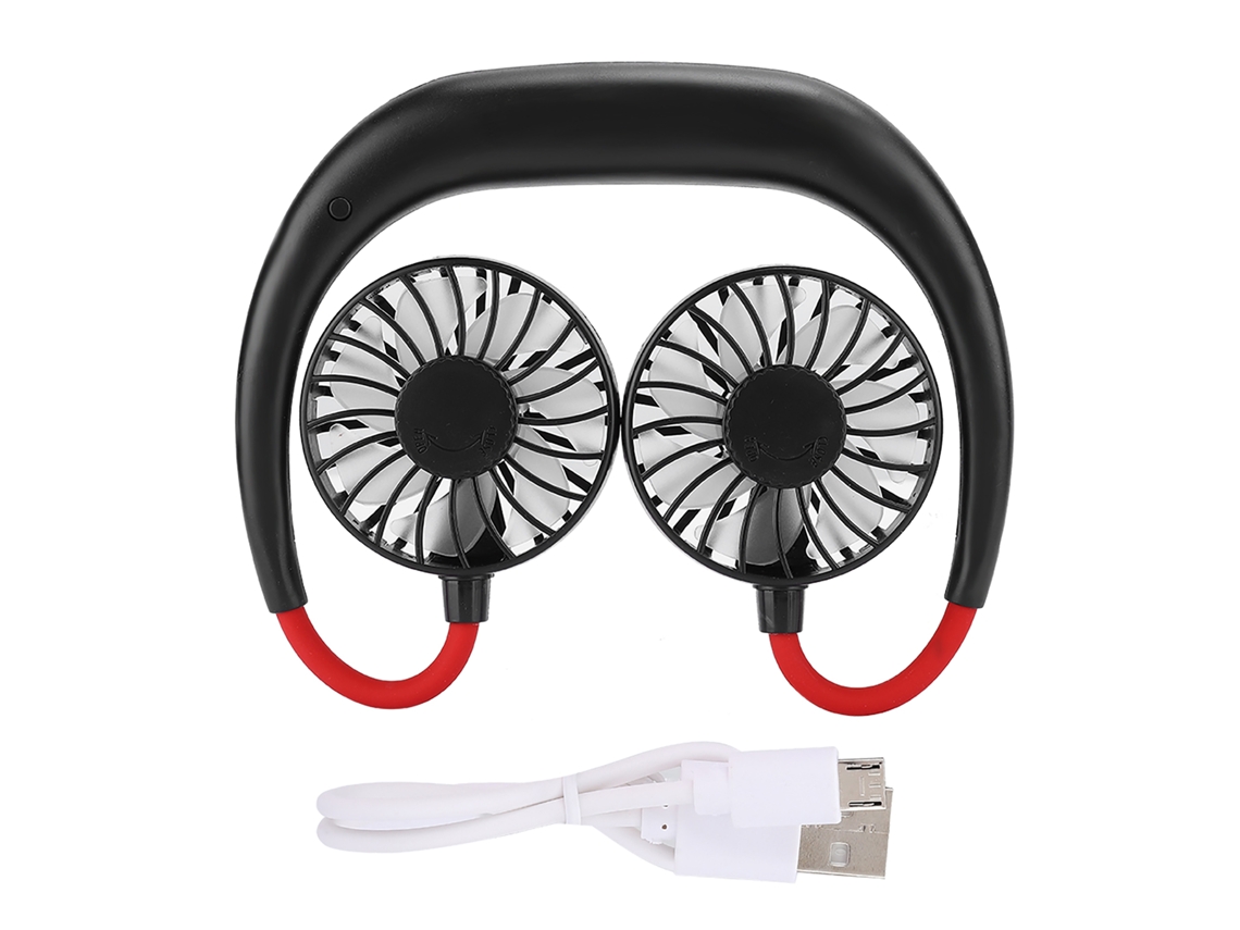 Game Sports Ventilador De Pescoço Suspenso Sem Mãos Portátil Usb Recarregável 3 Marchas Ajustáveis Preto