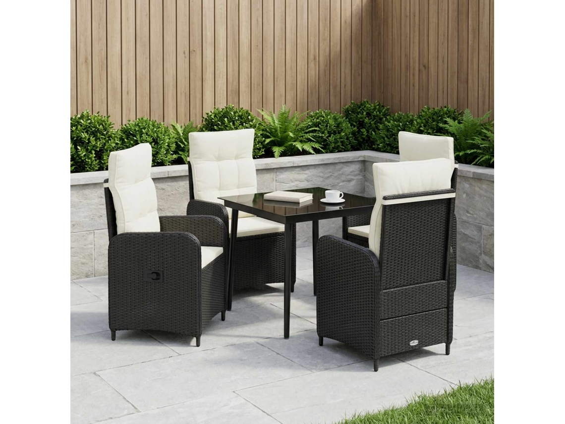Vidaxl Conjunto De Mesa De Sofá 5 Unid. Preto E Branco Creme