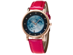 Relógio de pulso casual de quartzo para casal com pulseira de PU e strass Zhoulianfa (vermelho)