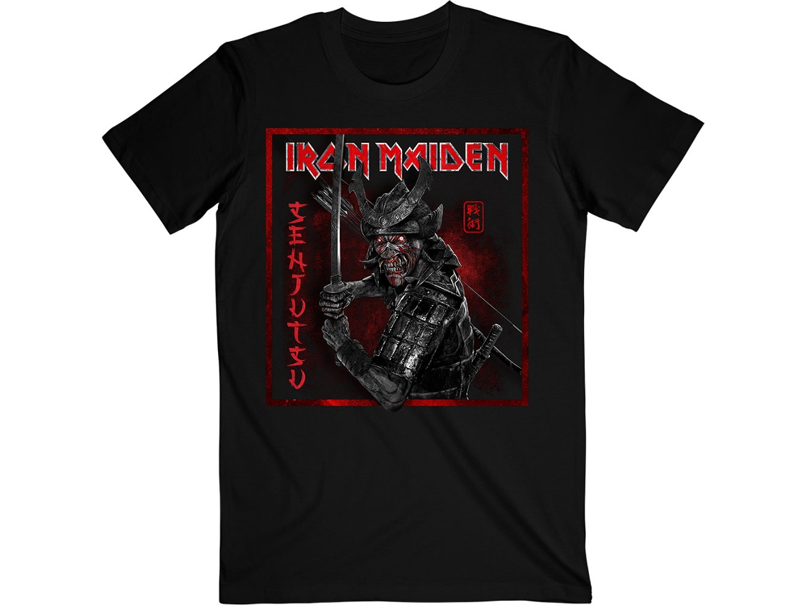 T-Shirt ROCK OFF Iron Maiden - Senjutsu Cover Distressed Red Preto (Tamanho: S)