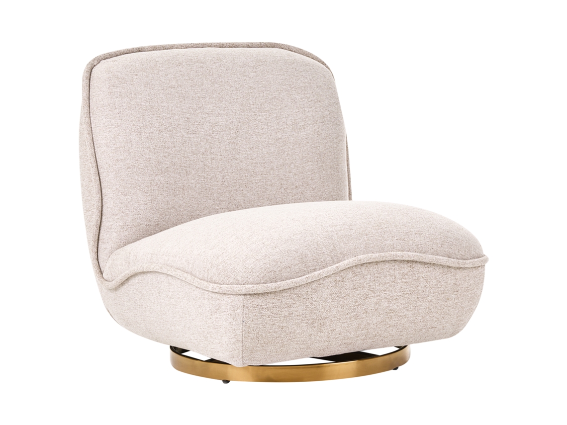 Sillón Giratorio Beliani Muren De Tela Beige 80x89x77