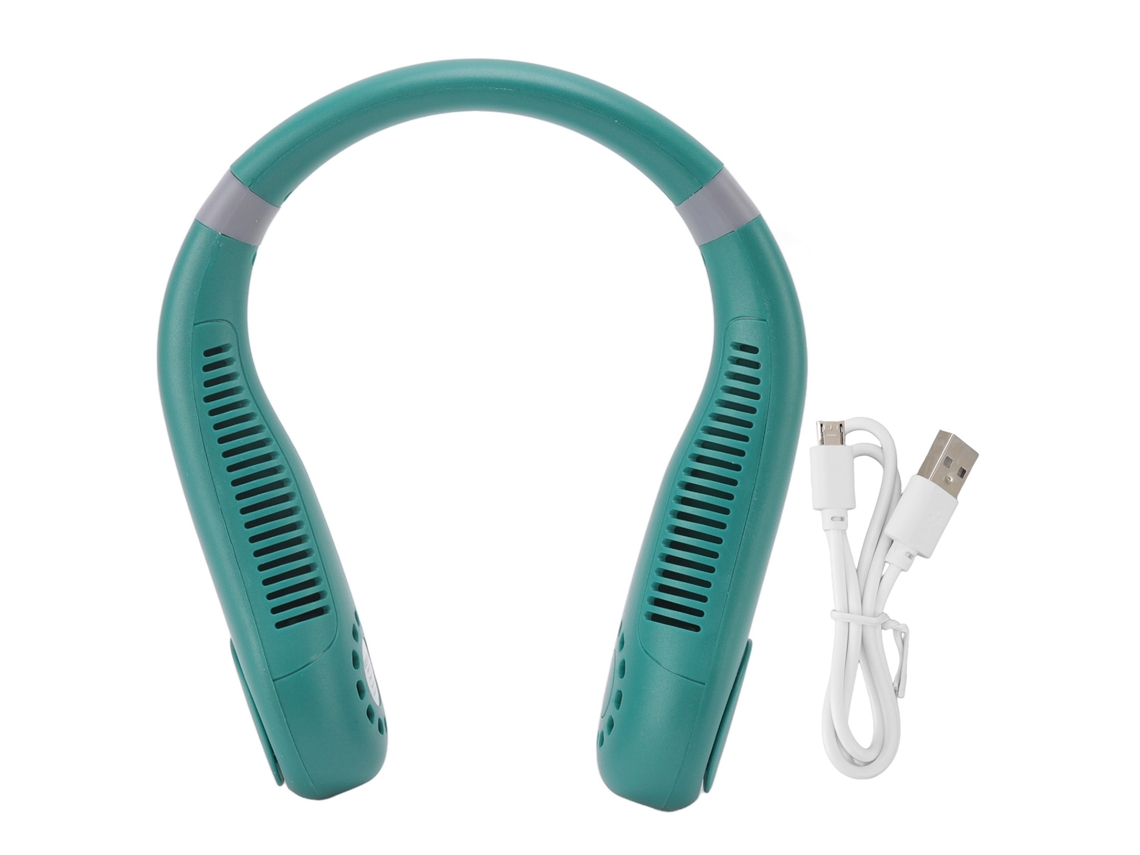 Vantilador de Pescoço Sem Lâmina Luz Respiratória 2400mah Verde