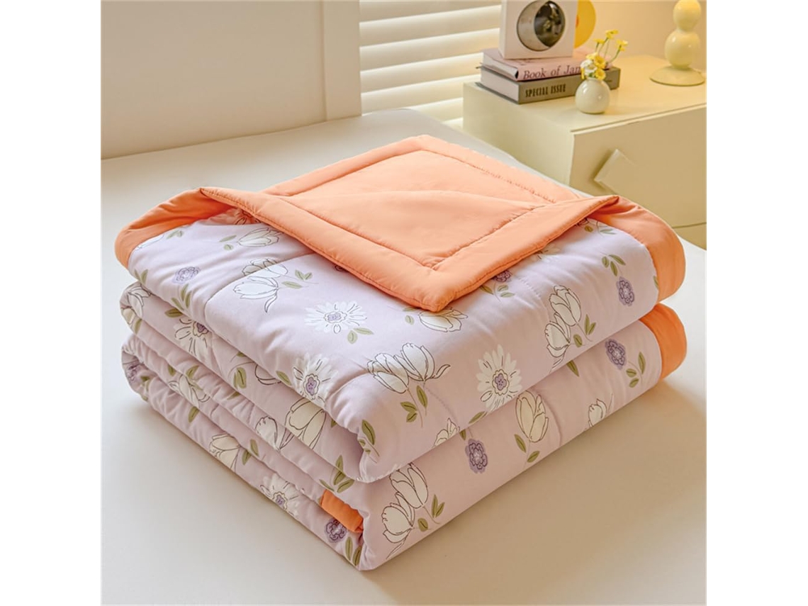 Colcha Acolchoada Fansu Capa de Cama Manta para Ar Condicionado Enchimento Algodão Sofá com Estampa Floral Nór