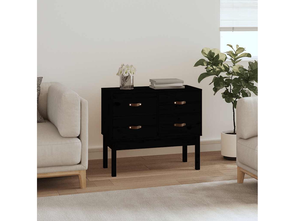Vidaxl Mesa Consola 90x40x78 Cm Madeira De Pinho Maciça Preto