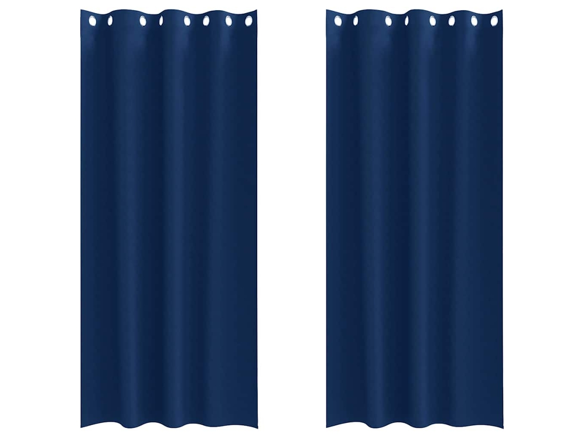 Maison Exclusive - Cortinas Blackout Com Argolas 2 Pcs Azul Escuro 245 X 140 Cm