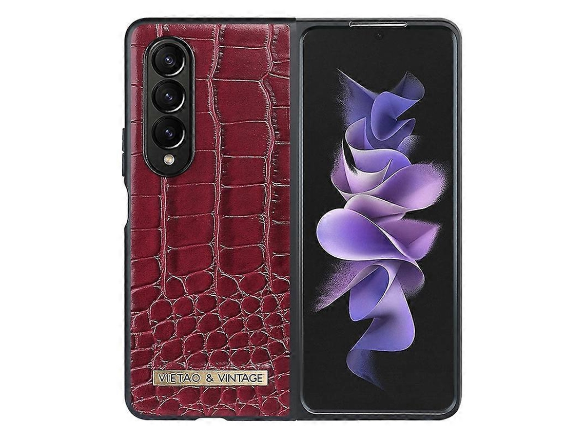 Capa Para Celular Vietao Em Couro Pu Com Textura De Crocodilo Para Samsung Galaxy Z Fold3 5g