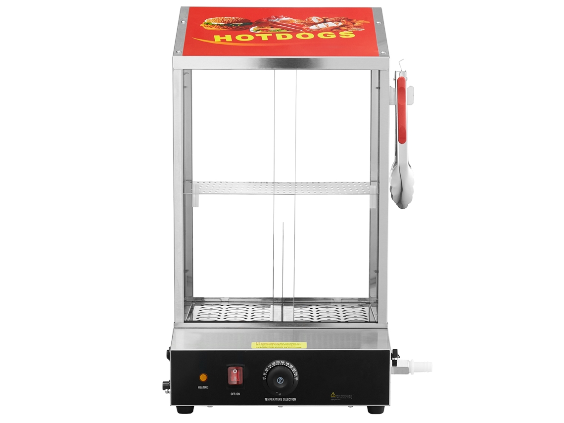 Vaporizador Comercial Para Cachorros Quentes Succebuy, Aquecedor Elétrico Para Pão De 2 Níveis, Portas Deslizantes De 37 L