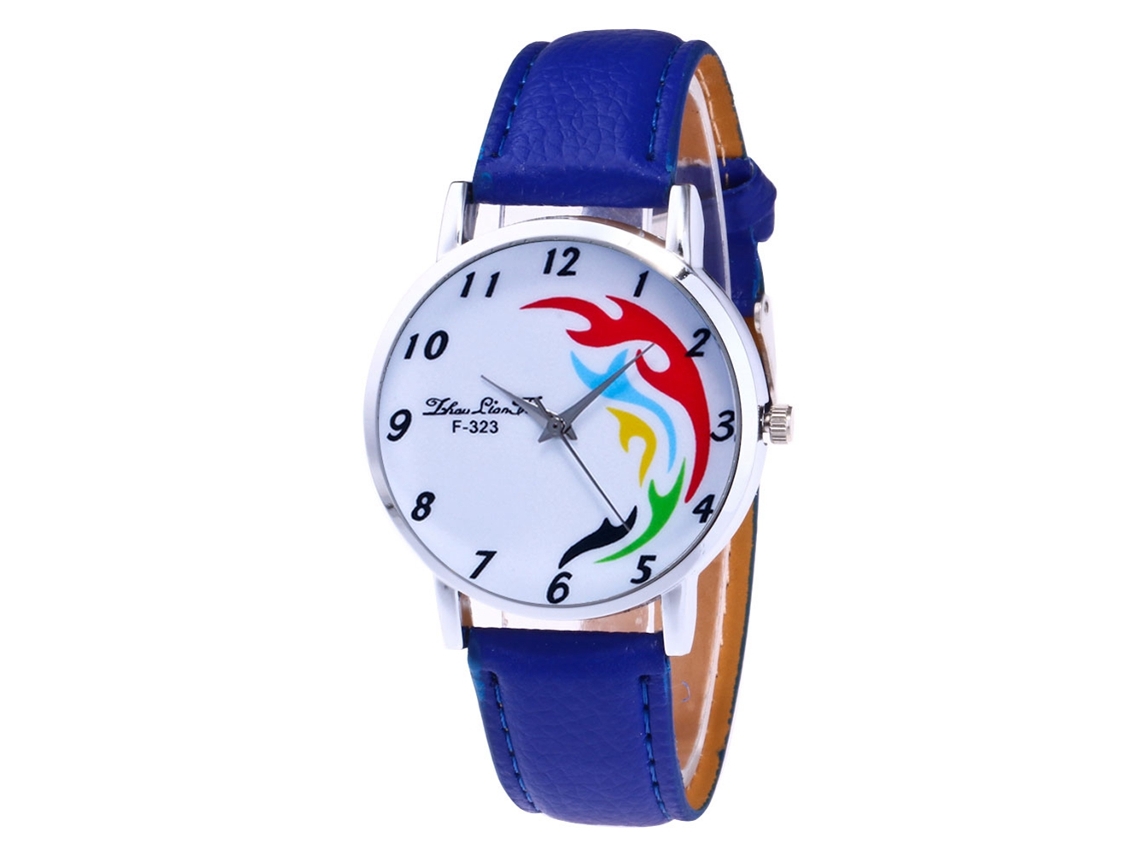 Relógio de pulso analógico de quartzo elegante com pulseira de PU (azul royal)