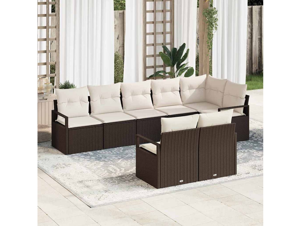 Vidaxl Conjunto De Sofás 8 Unid. Castanho Vime Pe